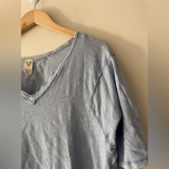 Free People Head in the Clouds Baby Blue Linen Tee - Picture 4 of 5